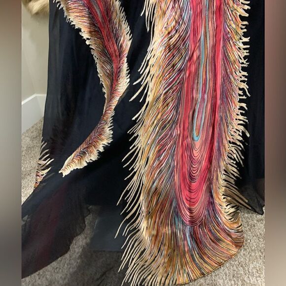 Stunning Silk Jacquard Floral Sleeveless Evening Dress with Exquisite Beading - Picture 10 of 16